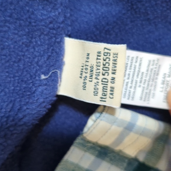 L.L. Bean Fleece-Lined Flannel Shirt, Snap-Front Plaid Size Small in Blue/Green - Picture 11 of 12